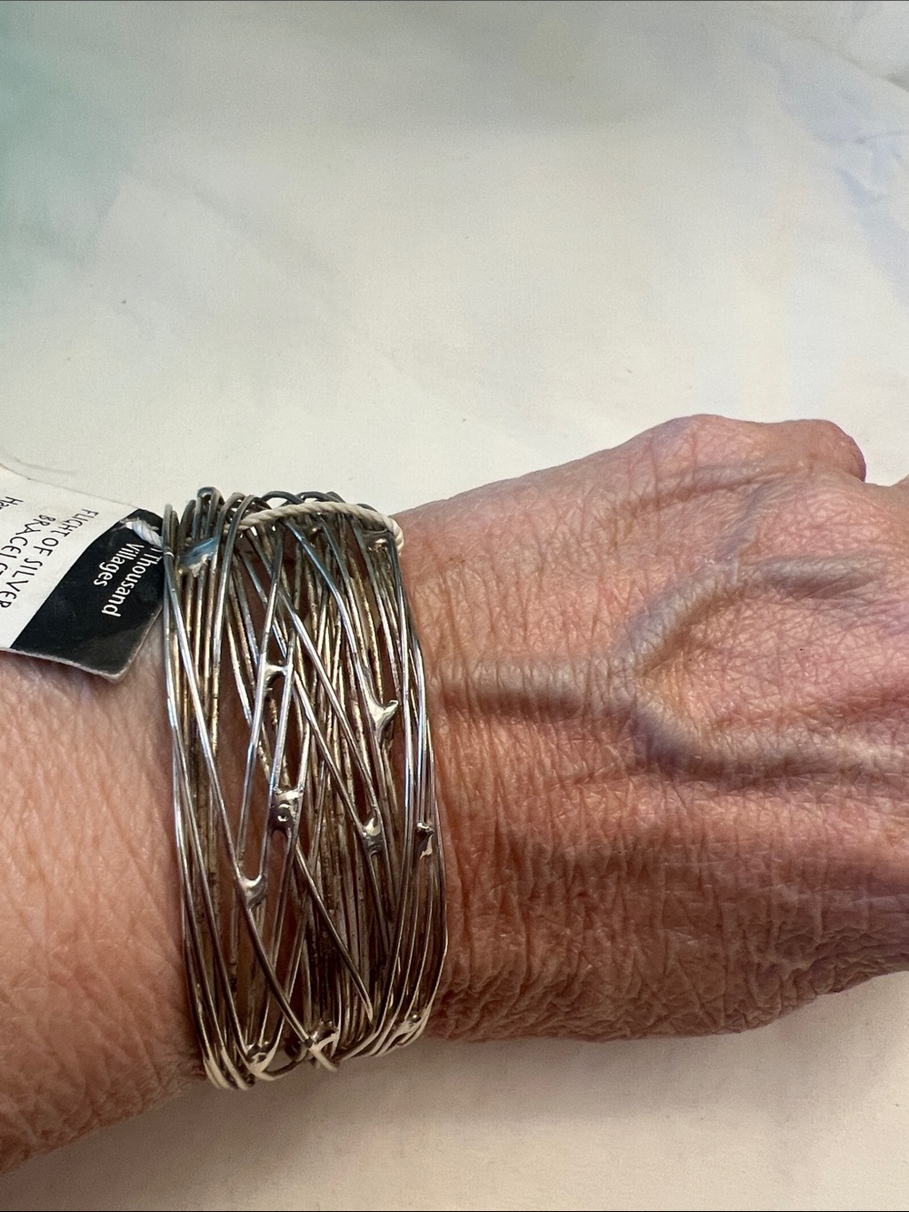 Stacked Wire Bangle Bracelet - Silver